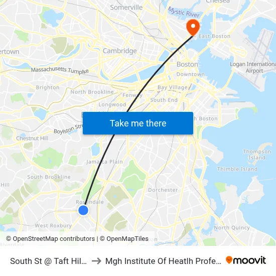 South St @ Taft Hill Terr to Mgh Institute Of Heatlh Professions map