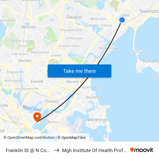 Franklin St @ N Common to Mgh Institute Of Heatlh Professions map
