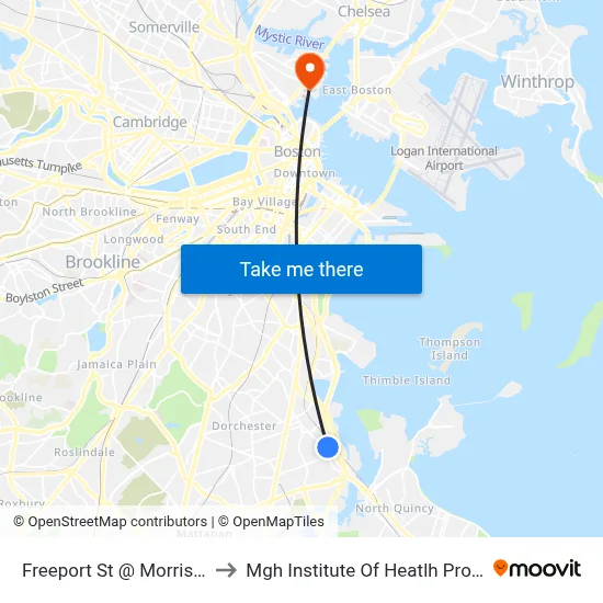 Freeport St @ Morrisey Blvd to Mgh Institute Of Heatlh Professions map