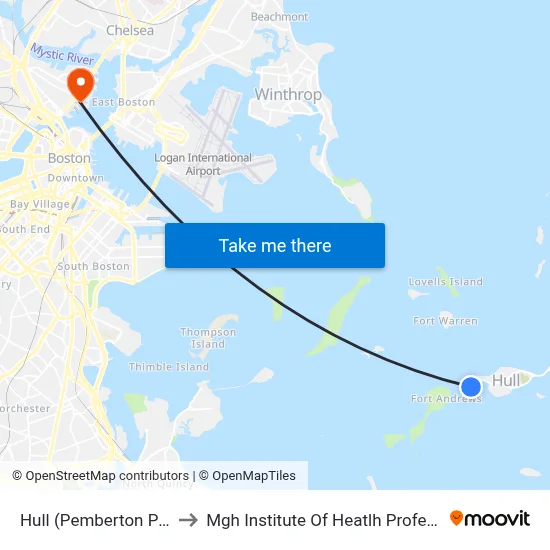 Hull (Pemberton Point) to Mgh Institute Of Heatlh Professions map