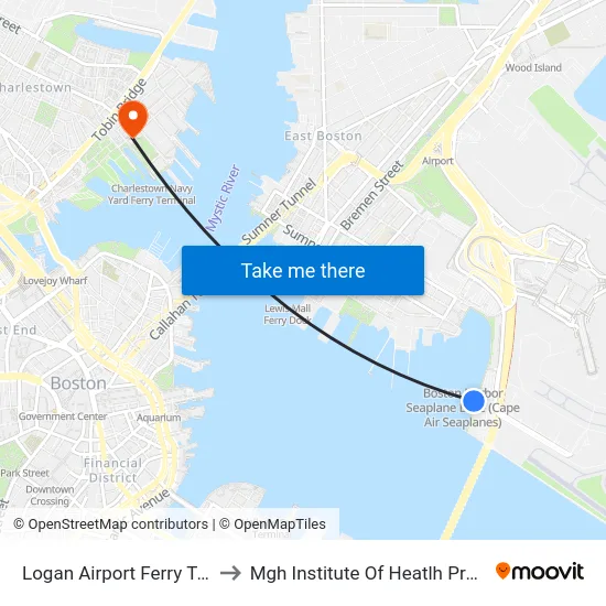 Logan Airport Ferry Terminal to Mgh Institute Of Heatlh Professions map