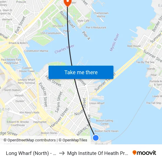 Long Wharf (North) - Gate 5a to Mgh Institute Of Heatlh Professions map