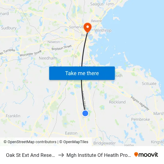 Oak St Ext And Reservoir St to Mgh Institute Of Heatlh Professions map