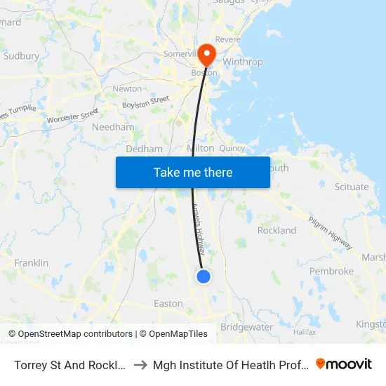 Torrey St And Rockland St to Mgh Institute Of Heatlh Professions map