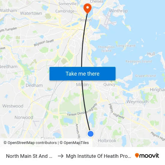 North Main St And Allen St to Mgh Institute Of Heatlh Professions map