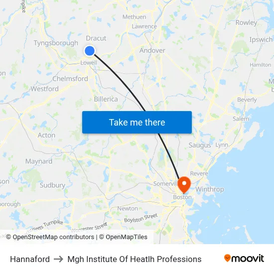 Hannaford to Mgh Institute Of Heatlh Professions map