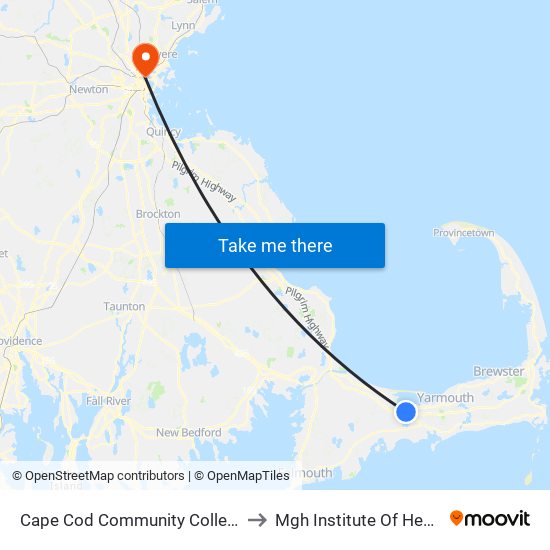 Cape Cod Community College, West Barnstable to Mgh Institute Of Heatlh Professions map