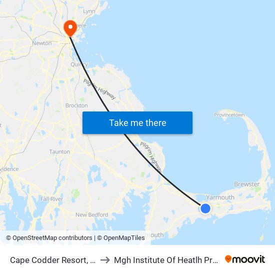 Cape Codder Resort, Hyannis to Mgh Institute Of Heatlh Professions map