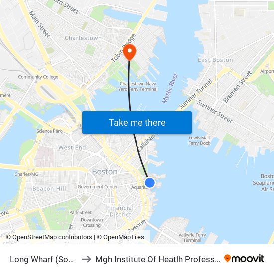 Long Wharf (South) to Mgh Institute Of Heatlh Professions map