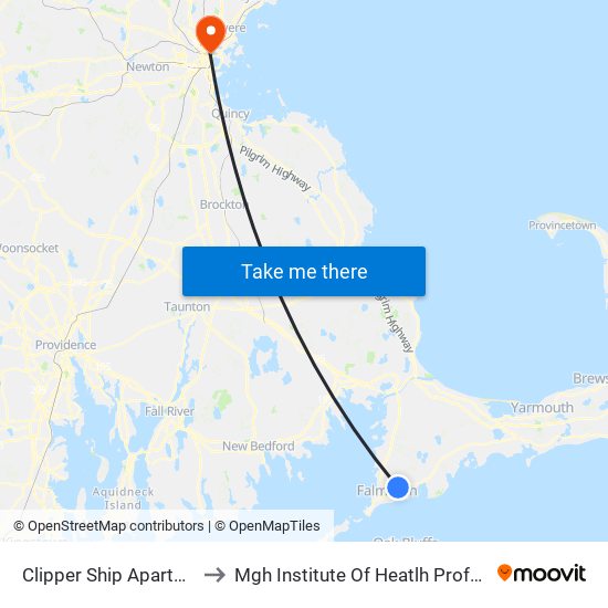 Clipper Ship Apartments to Mgh Institute Of Heatlh Professions map