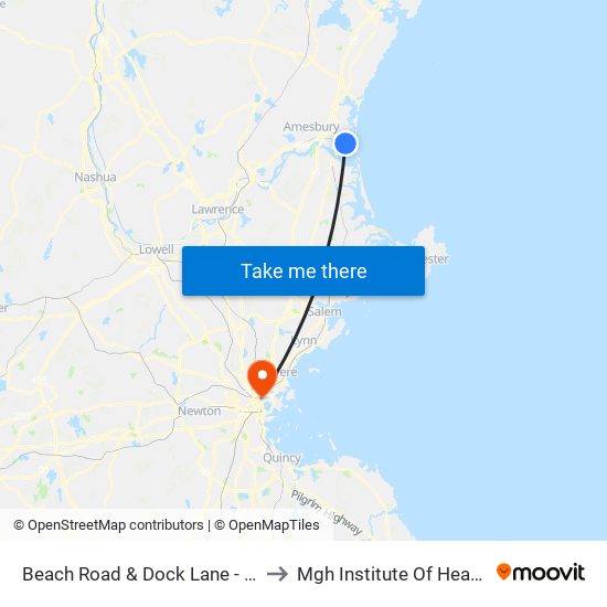 Beach Road & Dock Lane - Knotty Pine Motel to Mgh Institute Of Heatlh Professions map