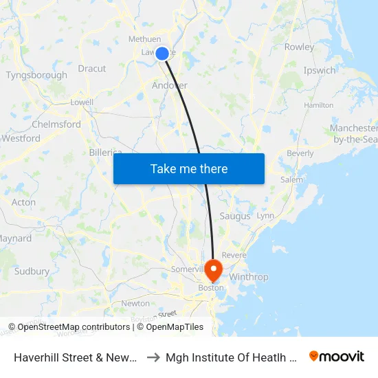 Haverhill Street & Newbury Street to Mgh Institute Of Heatlh Professions map
