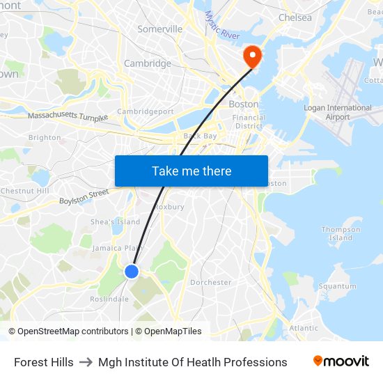 Forest Hills to Mgh Institute Of Heatlh Professions map