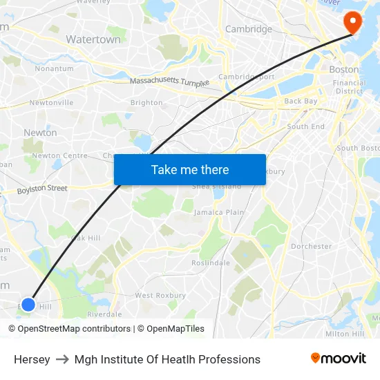 Hersey to Mgh Institute Of Heatlh Professions map