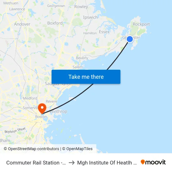 Commuter Rail Station - Gloucester to Mgh Institute Of Heatlh Professions map