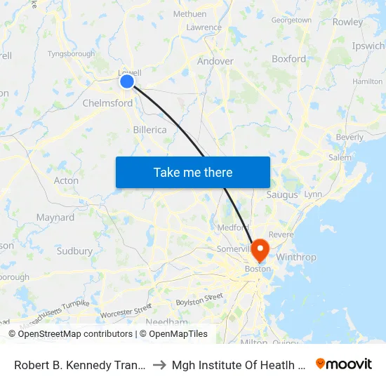 Robert B. Kennedy Transfer Center to Mgh Institute Of Heatlh Professions map