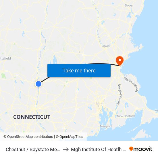 Chestnut / Baystate Medical Center to Mgh Institute Of Heatlh Professions map