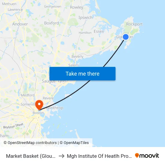 Market Basket (Gloucester) to Mgh Institute Of Heatlh Professions map