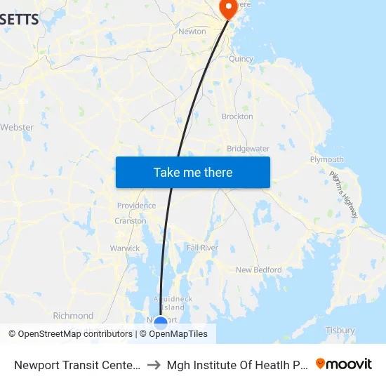 Newport Transit Center (Stop A) to Mgh Institute Of Heatlh Professions map
