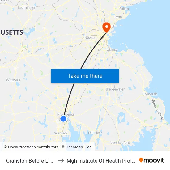 Cranston Before Linwood to Mgh Institute Of Heatlh Professions map