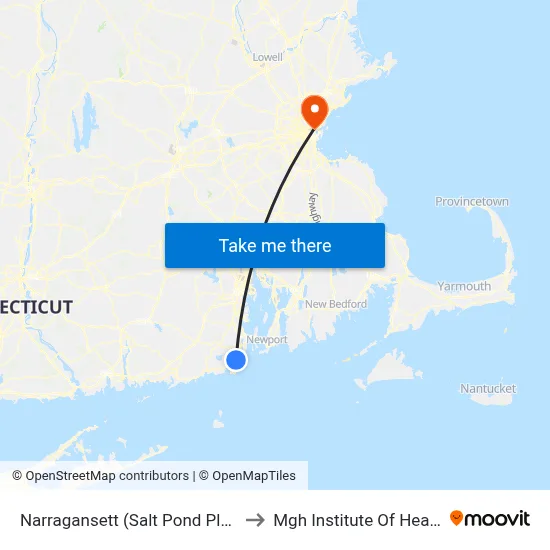 Narragansett (Salt Pond Plaza) at Stop & Shop to Mgh Institute Of Heatlh Professions map