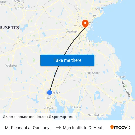 Mt Pleasant at Our Lady Of Providence to Mgh Institute Of Heatlh Professions map