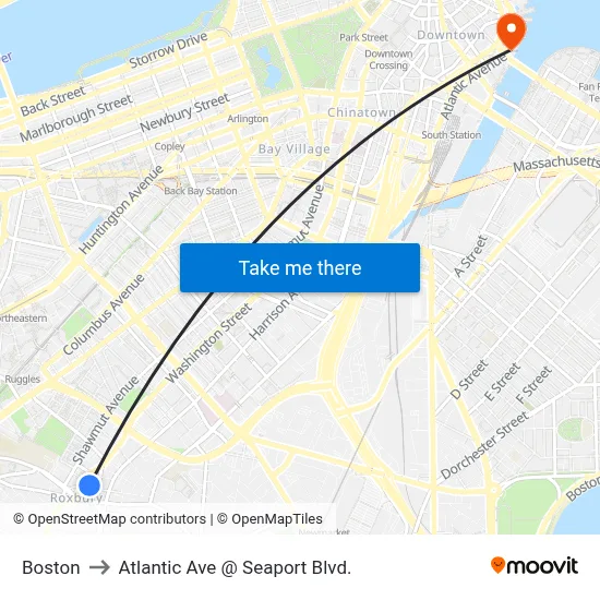 Boston to Atlantic Ave @ Seaport Blvd. map