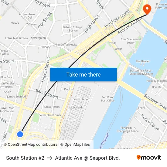 South Station #2 to Atlantic Ave @ Seaport Blvd. map