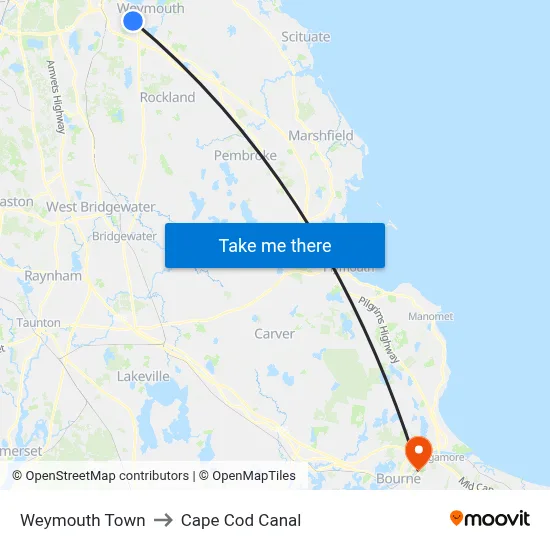 Weymouth Town to Cape Cod Canal map