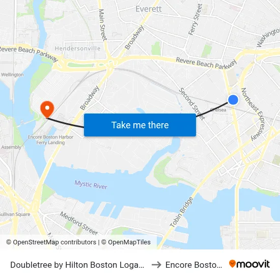 Doubletree by Hilton Boston Logan Airport Chelsea to Encore Boston Harbor map