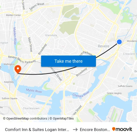 Comfort Inn & Suites Logan International Airport to Encore Boston Harbor map