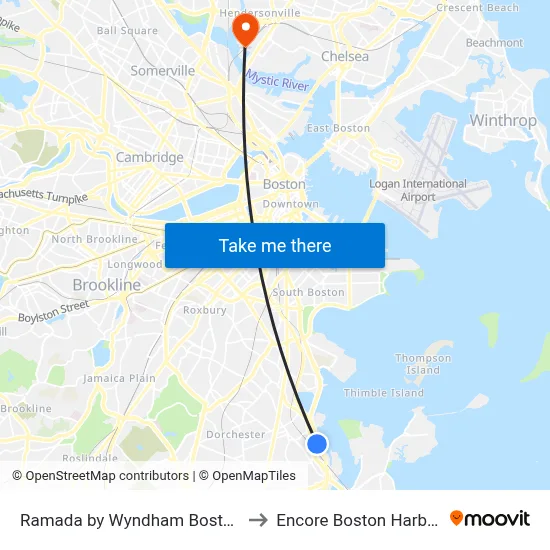 Ramada by Wyndham Boston to Encore Boston Harbor map