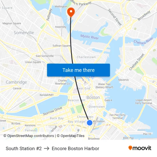 South Station #2 to Encore Boston Harbor map