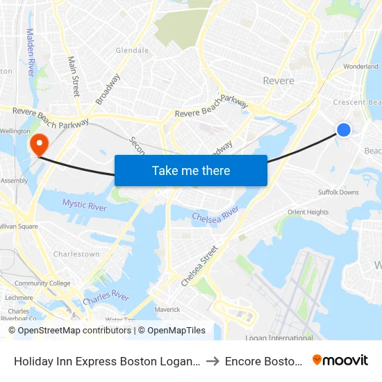 Holiday Inn Express Boston Logan Airport - Revere to Encore Boston Harbor map