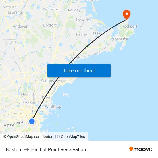 Boston to Halibut Point Reservation map