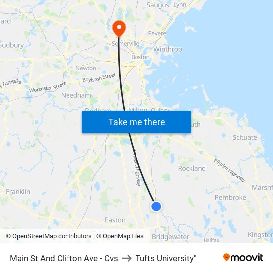 Main St And Clifton Ave - Cvs to Tufts University" map