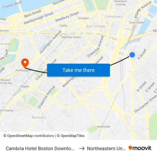 Cambria Hotel Boston Downtown - Seaport to Northeastern University map