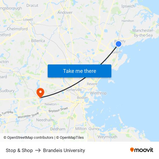 Stop & Shop to Brandeis University map