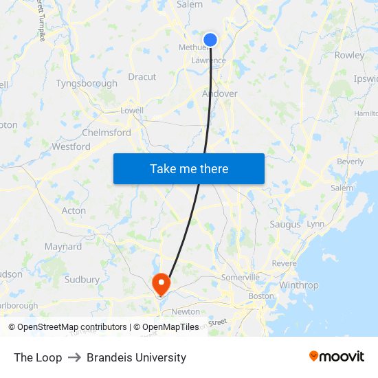 The Loop to Brandeis University map