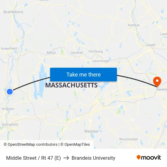 Middle Street / Rt 47 (E) to Brandeis University map