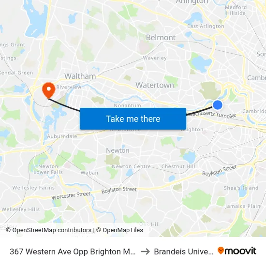 367 Western Ave Opp Brighton Mills Mall to Brandeis University map