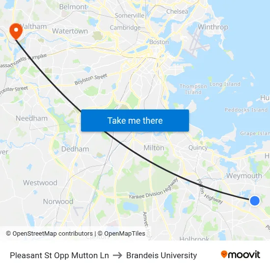 Pleasant St Opp Mutton Ln to Brandeis University map