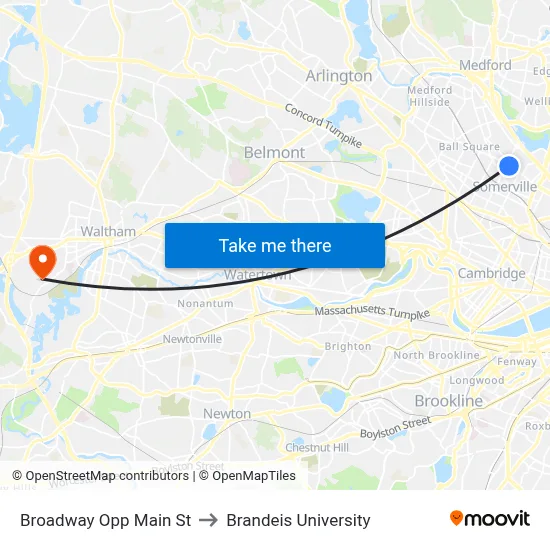 Broadway Opp Main St to Brandeis University map