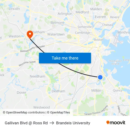 Gallivan Blvd @ Ross Rd to Brandeis University map