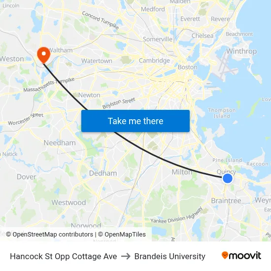 Hancock St Opp Cottage Ave to Brandeis University map