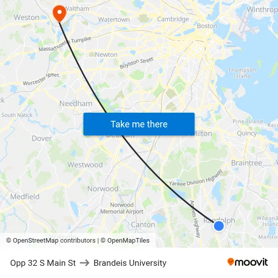 Opp 32 S Main St to Brandeis University map