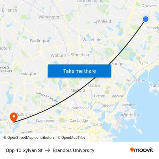 Opp 10 Sylvan St to Brandeis University map