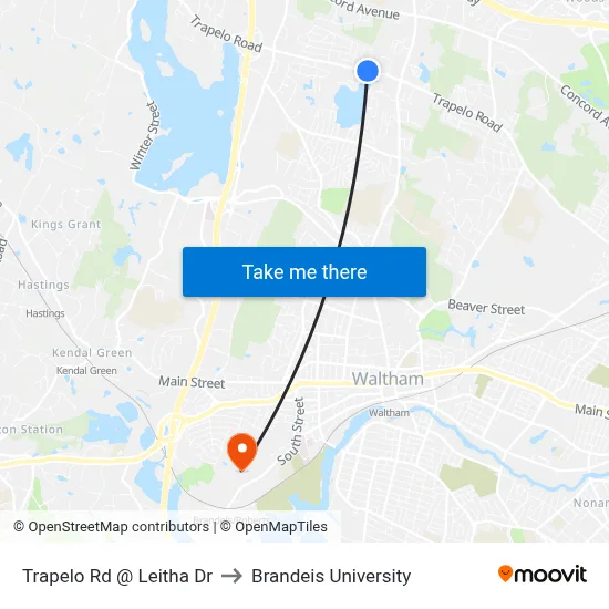 Trapelo Rd @ Leitha Dr to Brandeis University map