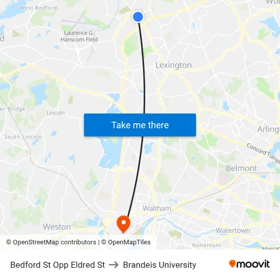 Bedford St Opp Eldred St to Brandeis University map