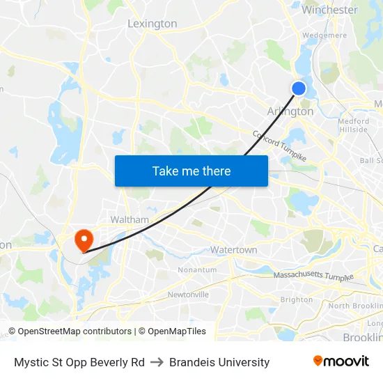 Mystic St Opp Beverly Rd to Brandeis University map